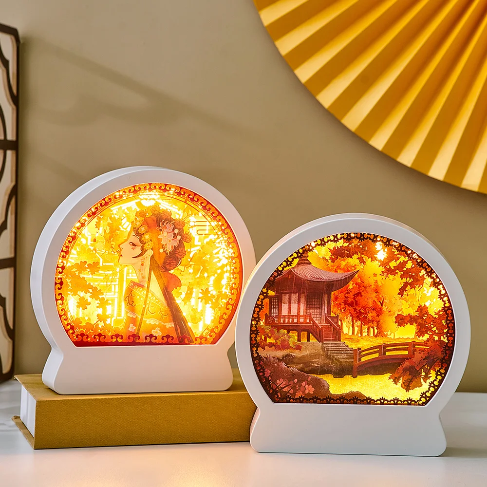 Ночной светильник в китайском стиле с вырезами из бумаги домашний декор