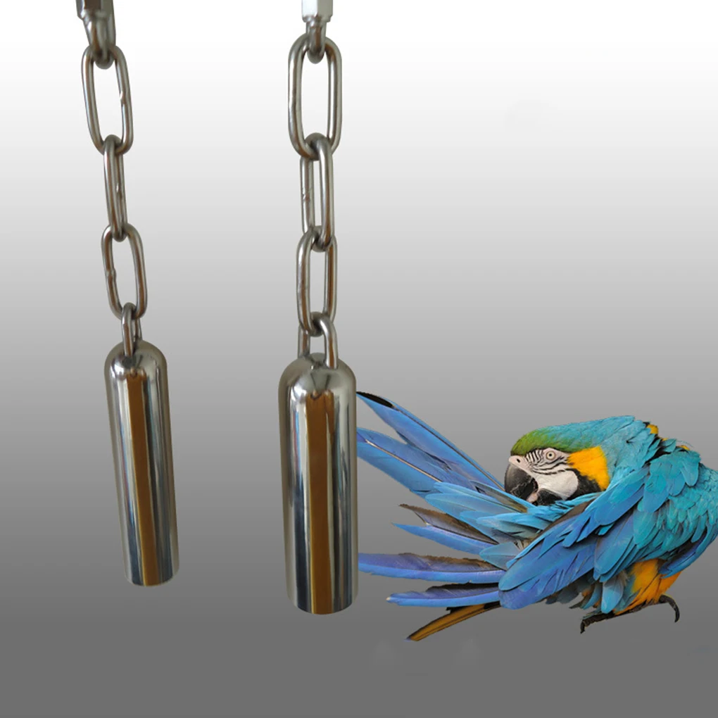 

Bird Stainless Steel Bell Toys Parrot Cage Chew Toy Hanging Swing Bells Birds Supplies