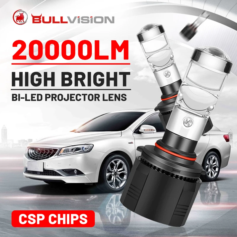 

Светодиодные Автомобильные фары Bi LED H7, 9005 лм, 4 шт., чип CSP H4 H7 H8 H9 H11 9006 HB3 HB4, мини-проектор, линза ближнего и дальнего света, Диод дальнего света