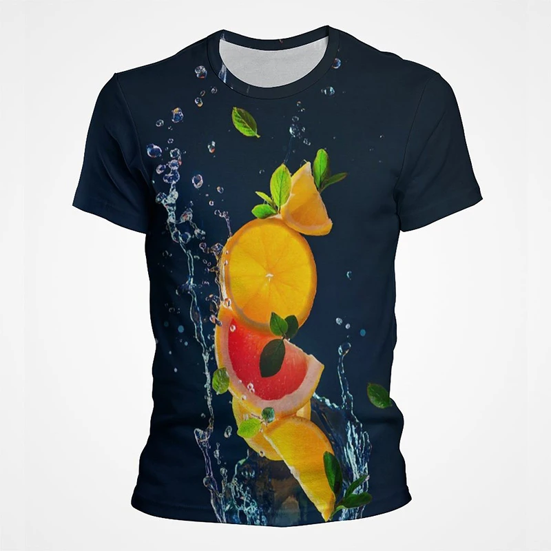 

Футболка с коротким рукавом для мужчин и женщин, модная рубашка оверсайз с принтом лимона, клубники, апельсина, фруктов, 3D Рисунок, летняя одежда