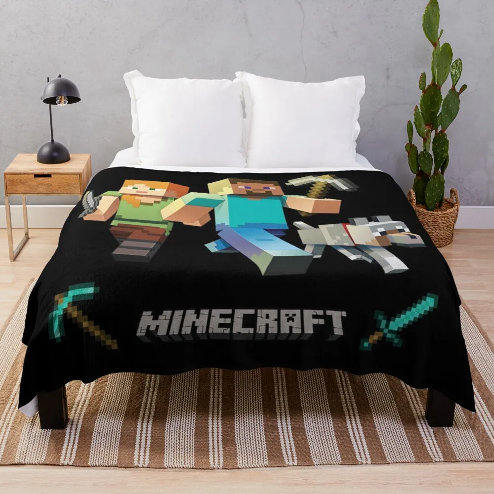 

Плюшевое одеяло для кровати с изображением героев Minecraft