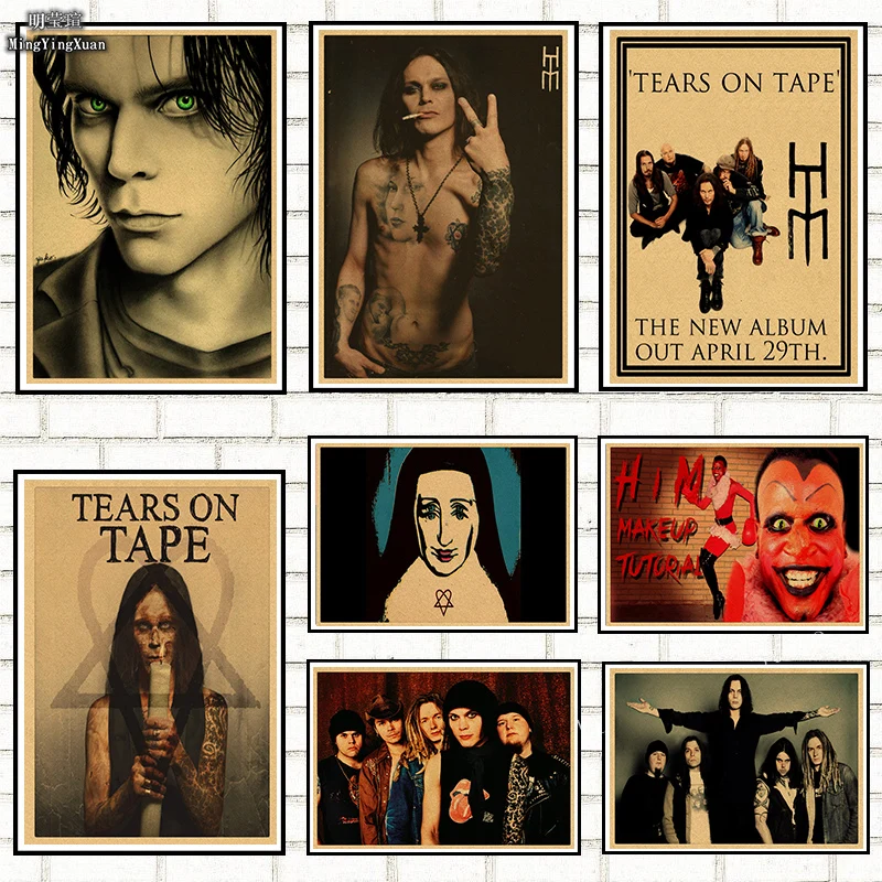 Винтажный Ретро-постер ему рок-группы музыкальная гитара матовая крафт-бумага античный постер Настенная Наклейка домашний Декор подарок