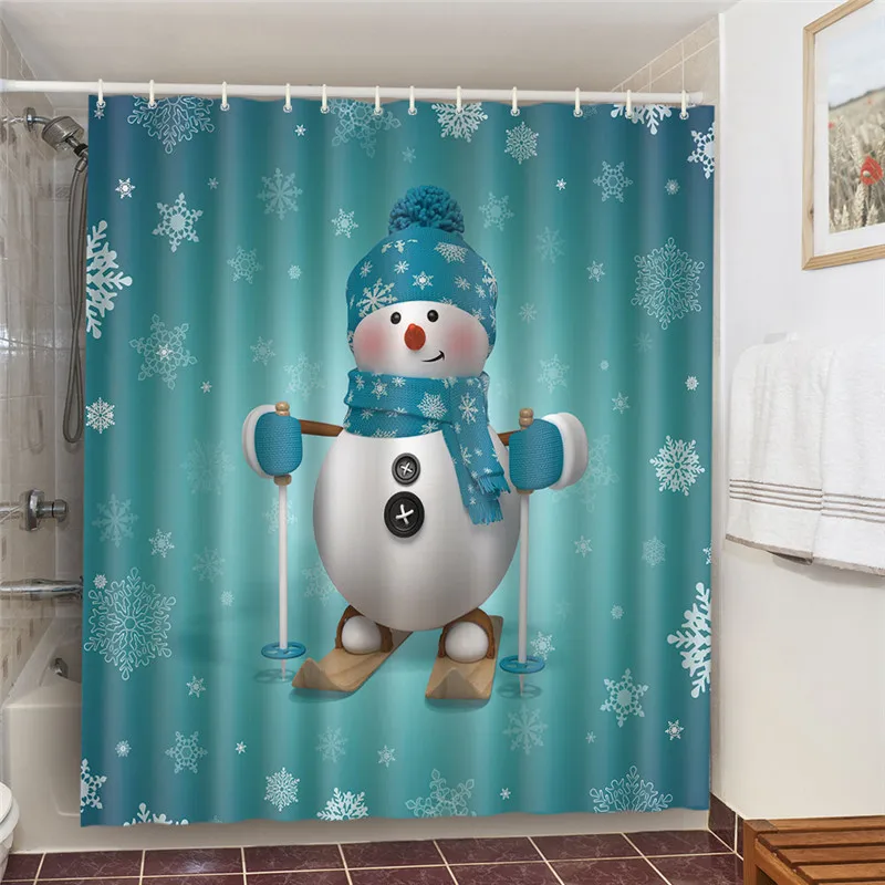 

Halloween Series Snowman Santa Claus Shower Curtain Windproof Bathroom Decoration Home Furnishing