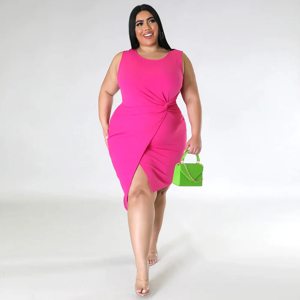 2023 Spring New In Dress Women Split Sleeveless Fashion Elegant Cloth Female Casual Luxury Gown Plus Size Evening Party Dress
