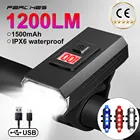 Светодиодный велосипесветильник фонарь T6, передняя лампа с зарядкой через USB для горных и шоссейных велосипедов, велосипедный фонарь на голову, 1200 люмен