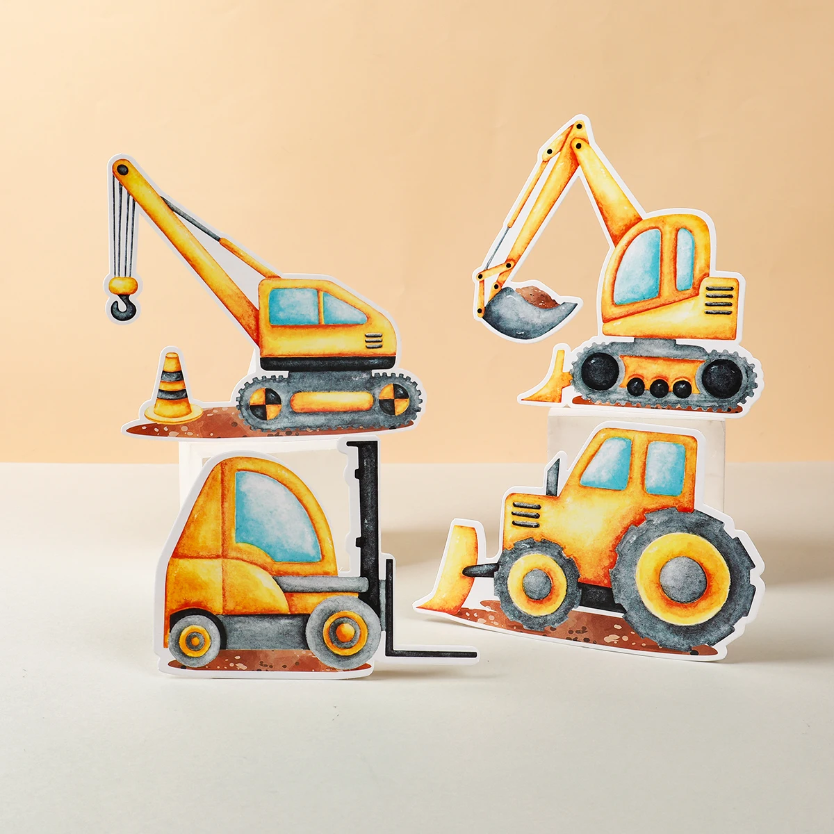 6 шт. бумажные украшения для инженерной техники пазл экскаватор грузовик кран