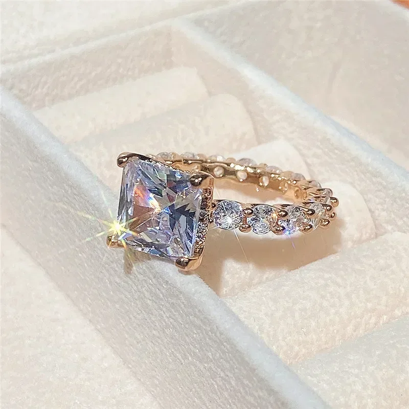 Huitan квадратные обручальные кольца с фианитом для женщин 2024 модное роскошное