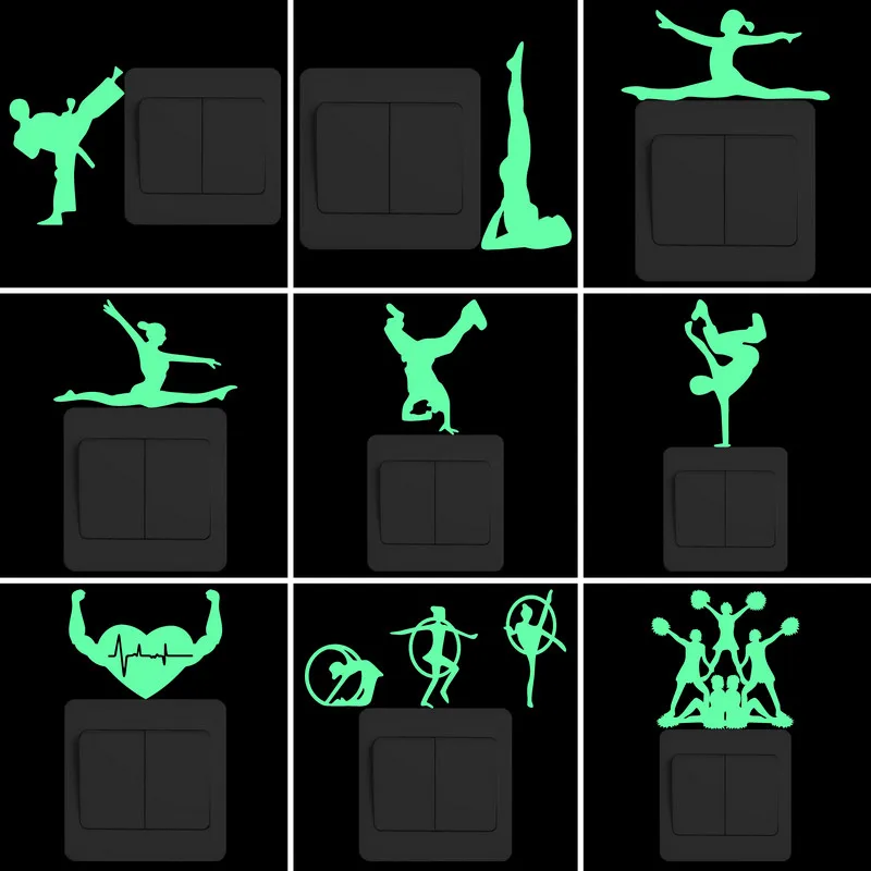 Настенный выключатель светящийся стикер карате Тхэквондо/Йога позы/ритмические