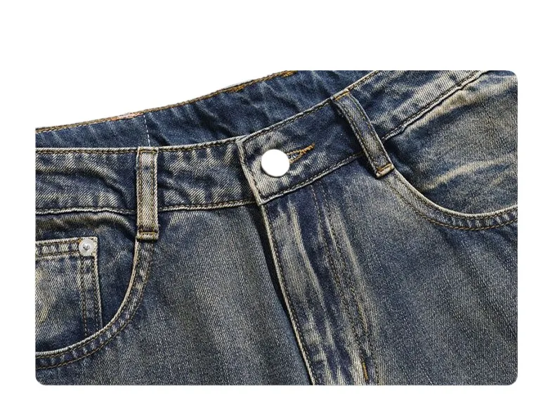 Мужская мода High Street Винтаж Хип-Хоп Джинсы Брюки Уличная одежда Свободный крой