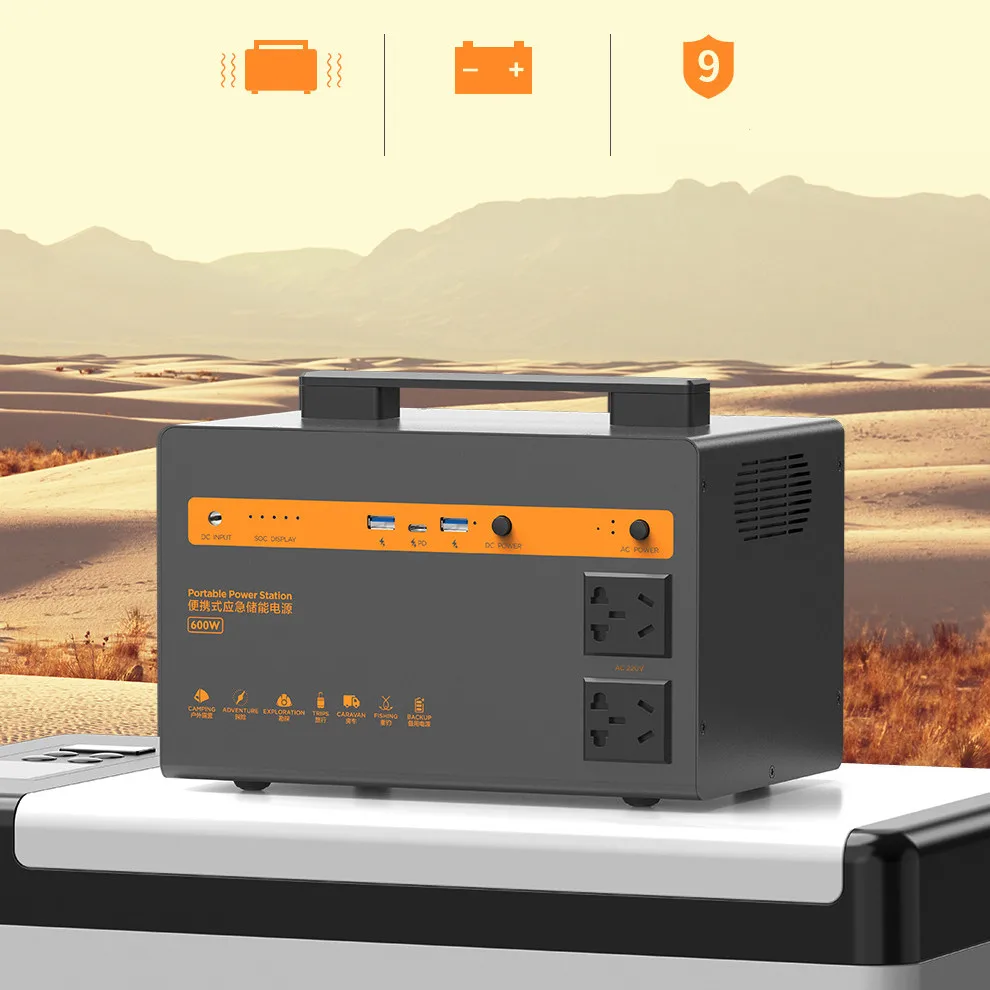 

Power bank Supply 600W AC DC Output Solar Energy Generator Portable outdoor Camping Power Station For Laptop
