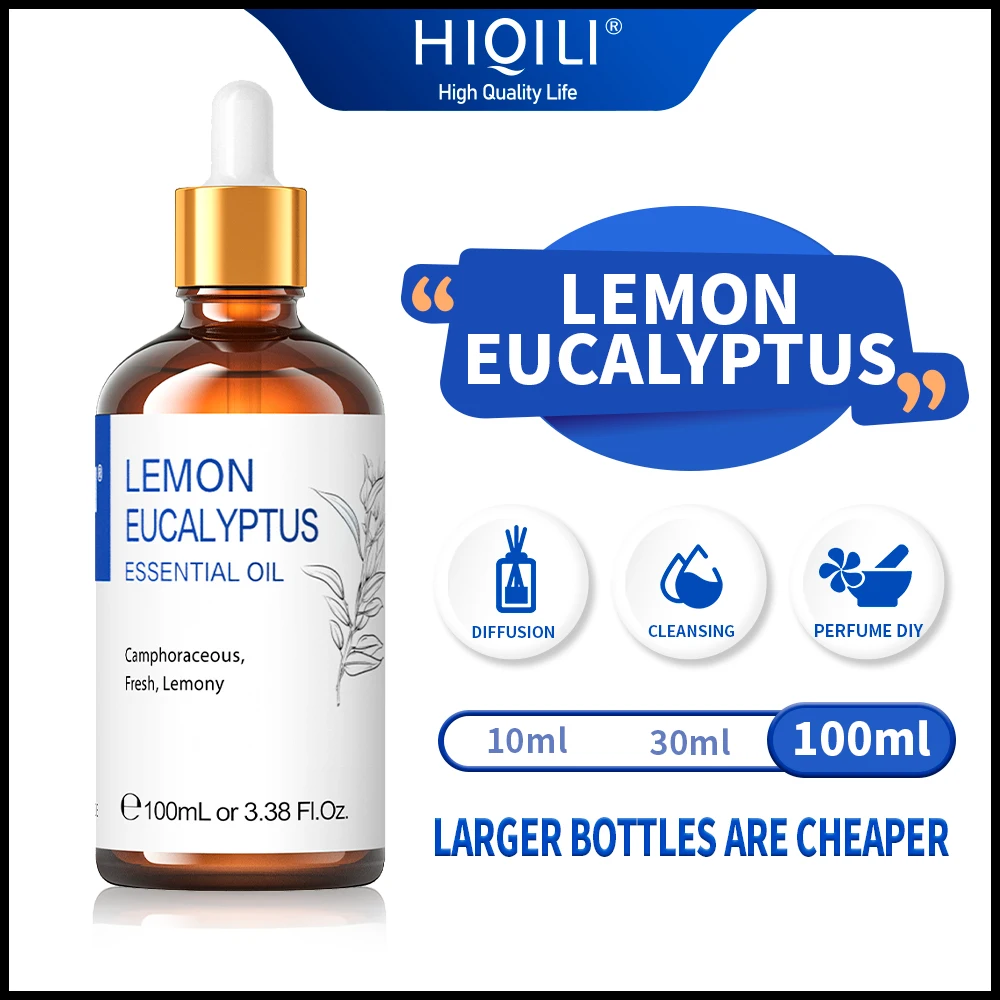 HIQILI 100ML Lemon  Eucalyptus Essential Oils, 100% Pure Nature Oil for Antibacterial, Insect repellent and helping breathe