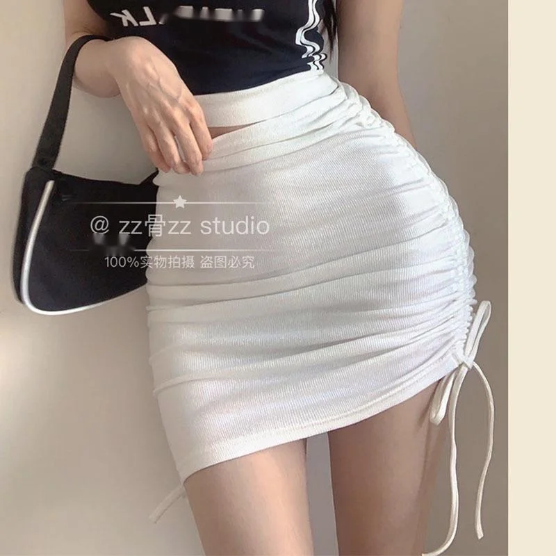 

TVVOVVIN Spring New High Waist Irregular Bandage Elastic Thin Sexy Mini Skirt Skinny Hot Sexy Drawstring Korean Women 243M