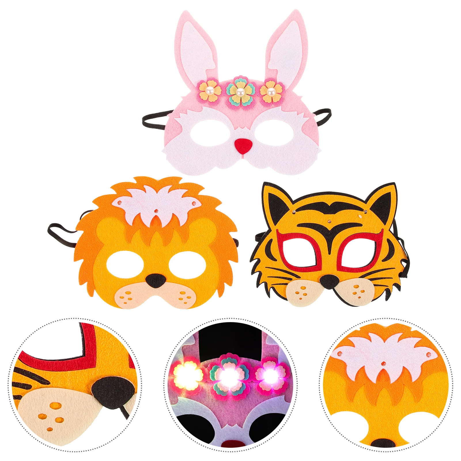 

3 Pcs Party Supplies Adults Animal Eye Mask Boy Carnival Felt Novelty Decor Miss