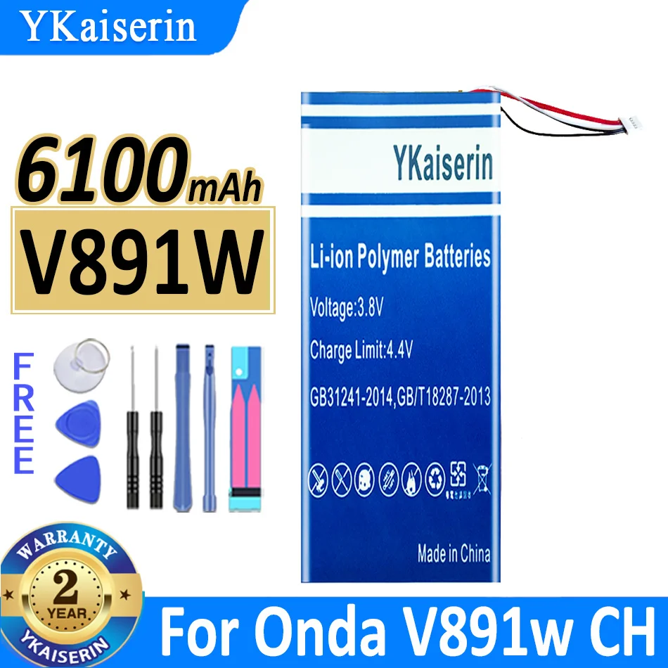 

6100mAh YKaiserin Battery V891W For Onda v891w CH (Model OI104) 5 lines Tablet Batteries