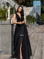 bowith black evening dresses a line tulle party dress with floor length elegant vestido formal party gown for christmas