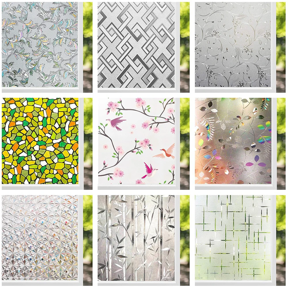 

AFDB Frosted Window Privacy Film Static Cling Window Sticker Non-Adhesive Stained Glass Film Decorative Glass Vinyl for Home