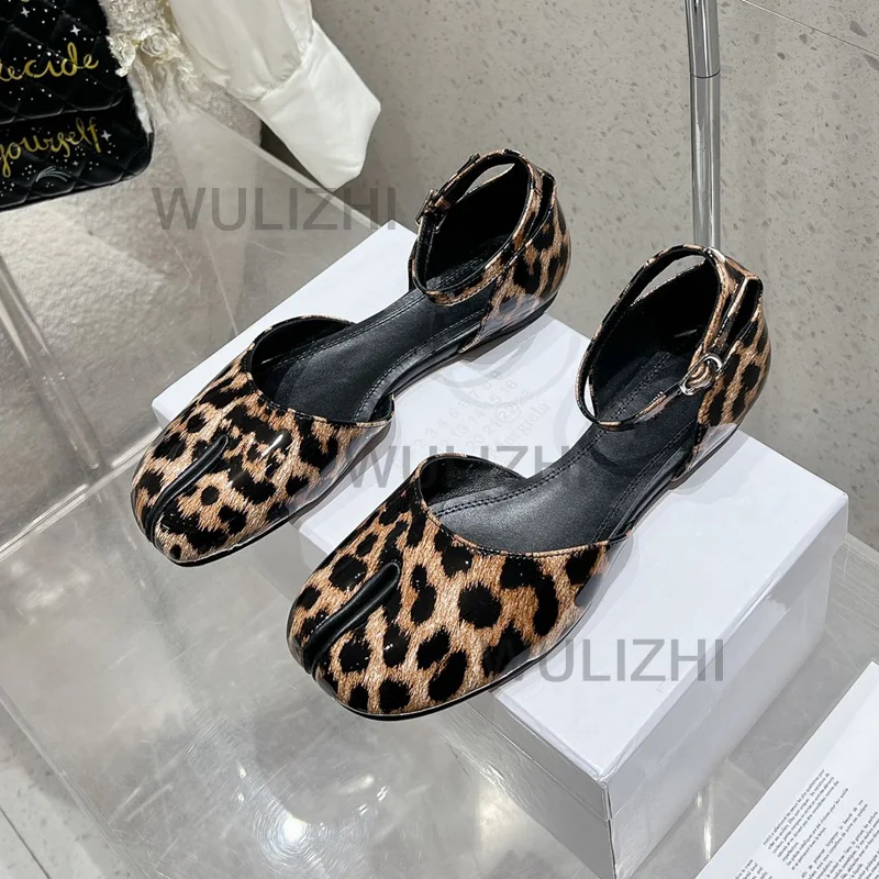 Мюли женские с леопардовым принтом натуральная кожа сандалии на плоской подошве