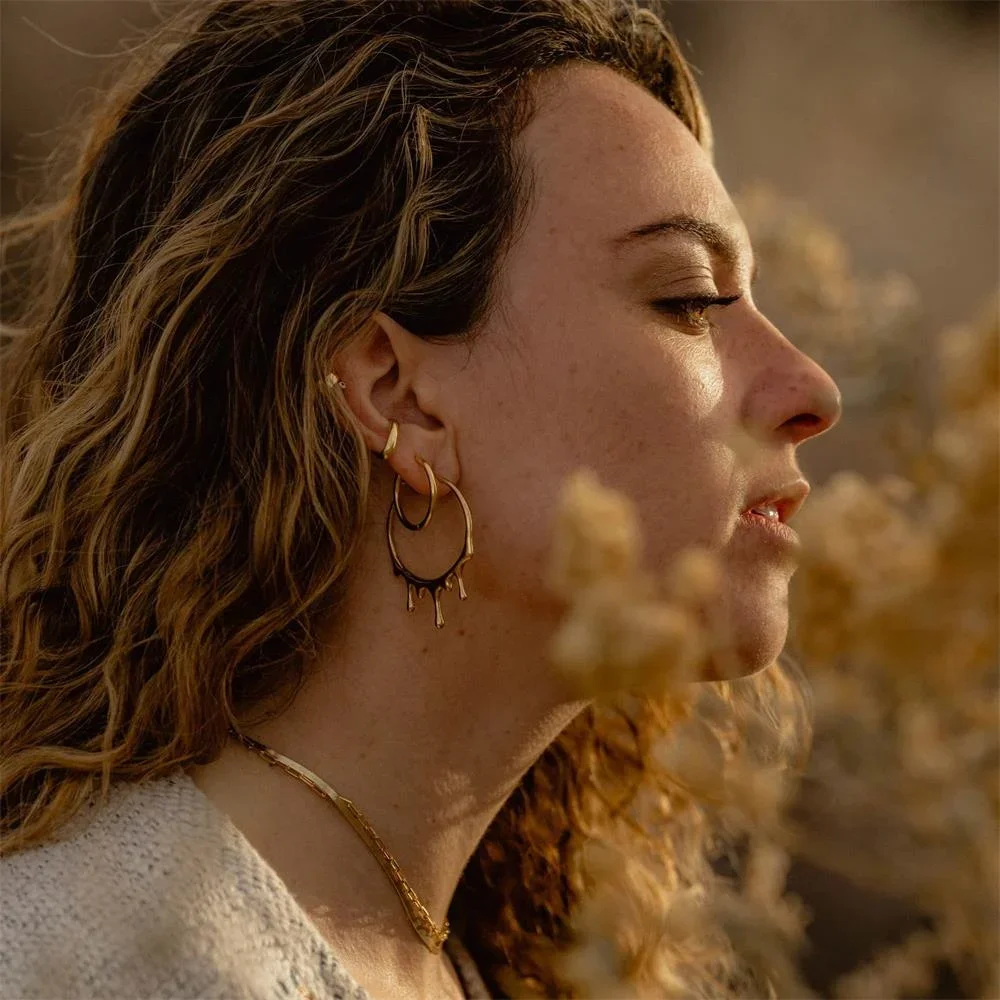 Nowe modne pozłacane kapanie kolczyki koła dla kobiet koło ze stali nierdzewnej możliwość układania w stosy kolczyk do piercingu oświadczenie