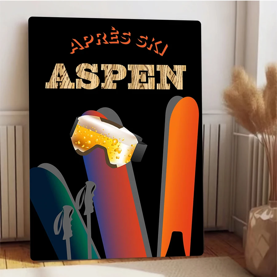 Фото Декоративная металлическая вывеска для лыж Aspen Predisk, лыжные очки, дизайн пива, настенное искусство для украшения дома, бара, ложа №4