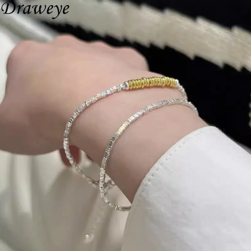 

Draweye ювелирные изделия для женщин Корейский модный геометрический винтажный милый серебряный браслет простые базовые Y2k очаровательные браслеты для женщин
