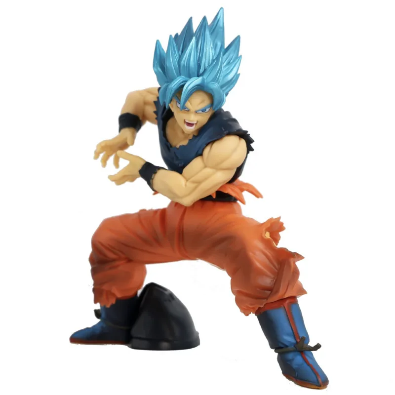 20cm Animation Dragon Ball Z Figure Kakarotto PVC Model Super Saiyan Blue Hair Son Goku Action Toys Desktop Collection DBZ Gifts