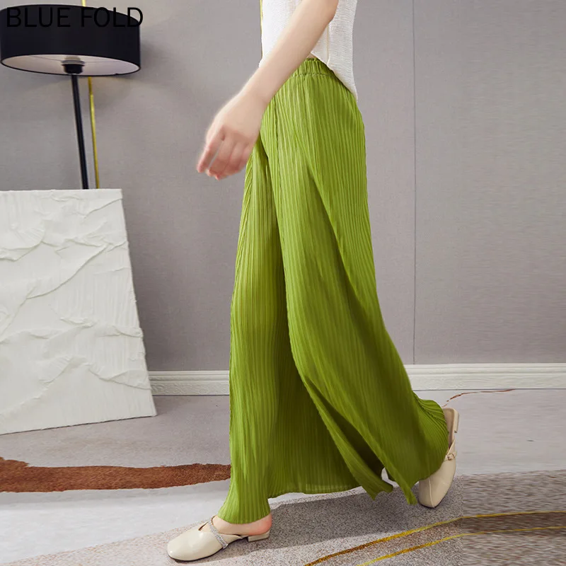 Miyake Pleated Wide-leg Pants Summer Women's Temperament High Waist Thin Loose Large Size Simple All-match Long Casual Pants