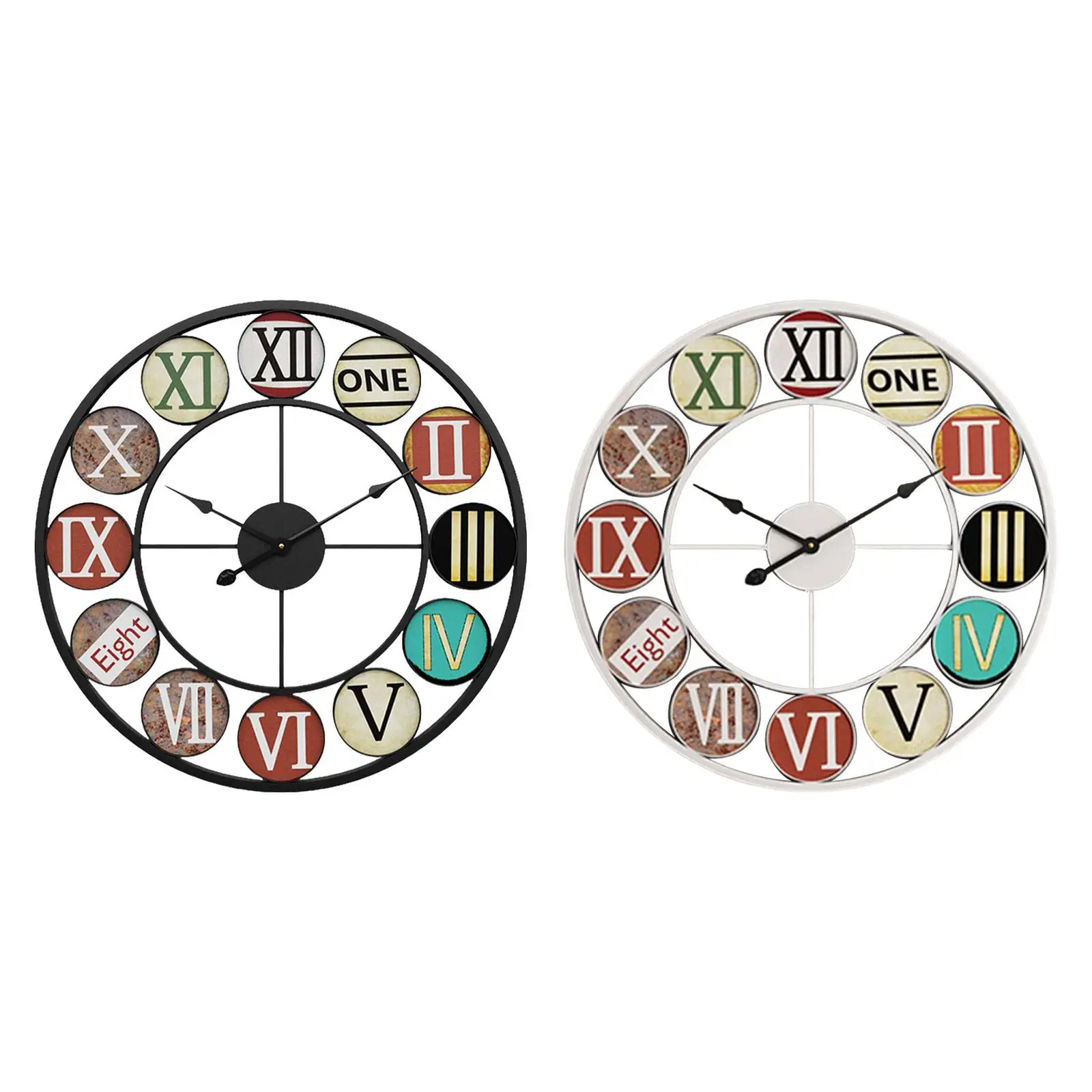 

16" Farmhouse Wall Clock Retro Style Metal Decorative Clock for Garage