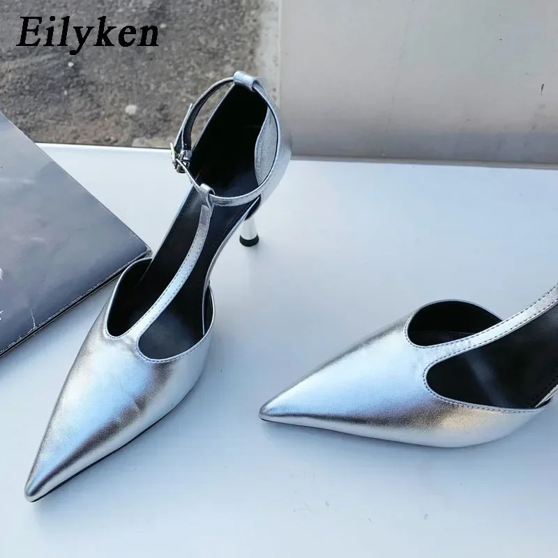 Фото Eilyken/весенние туфли-лодочки с пряжкой и ремешком, женские элегантные сандалии с острым носком, свадебные сандалии для выпускного вечера, обувь Zapatilla De Muje №2