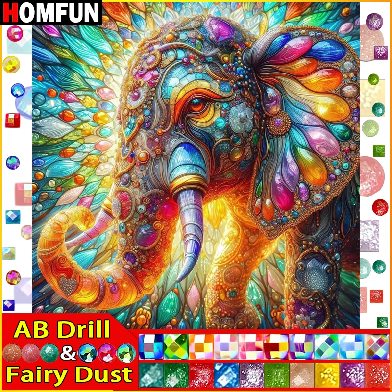 HOMFUN сказочная пыль AB алмазная живопись &quotживотное слон&quot 5D DIY Алмазная вышивка