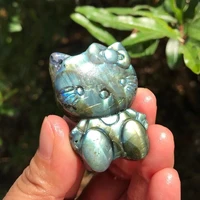 super blu ray natural labradorite crystal kt cat carving quartz for home decoration or as a gift for children