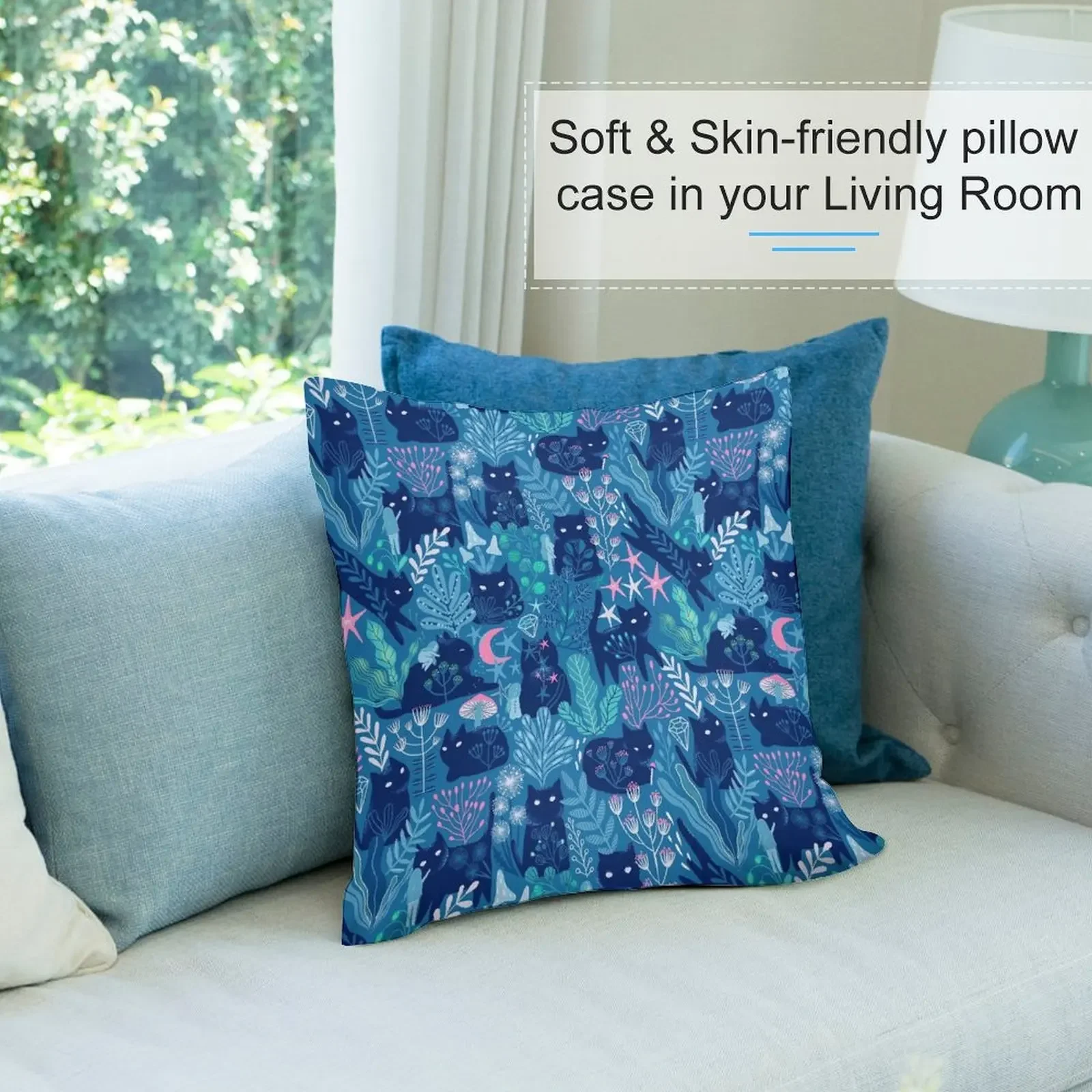 Фото подушка &quotАнна и кошка Миша - Меуджические друзья&quot полиэстер