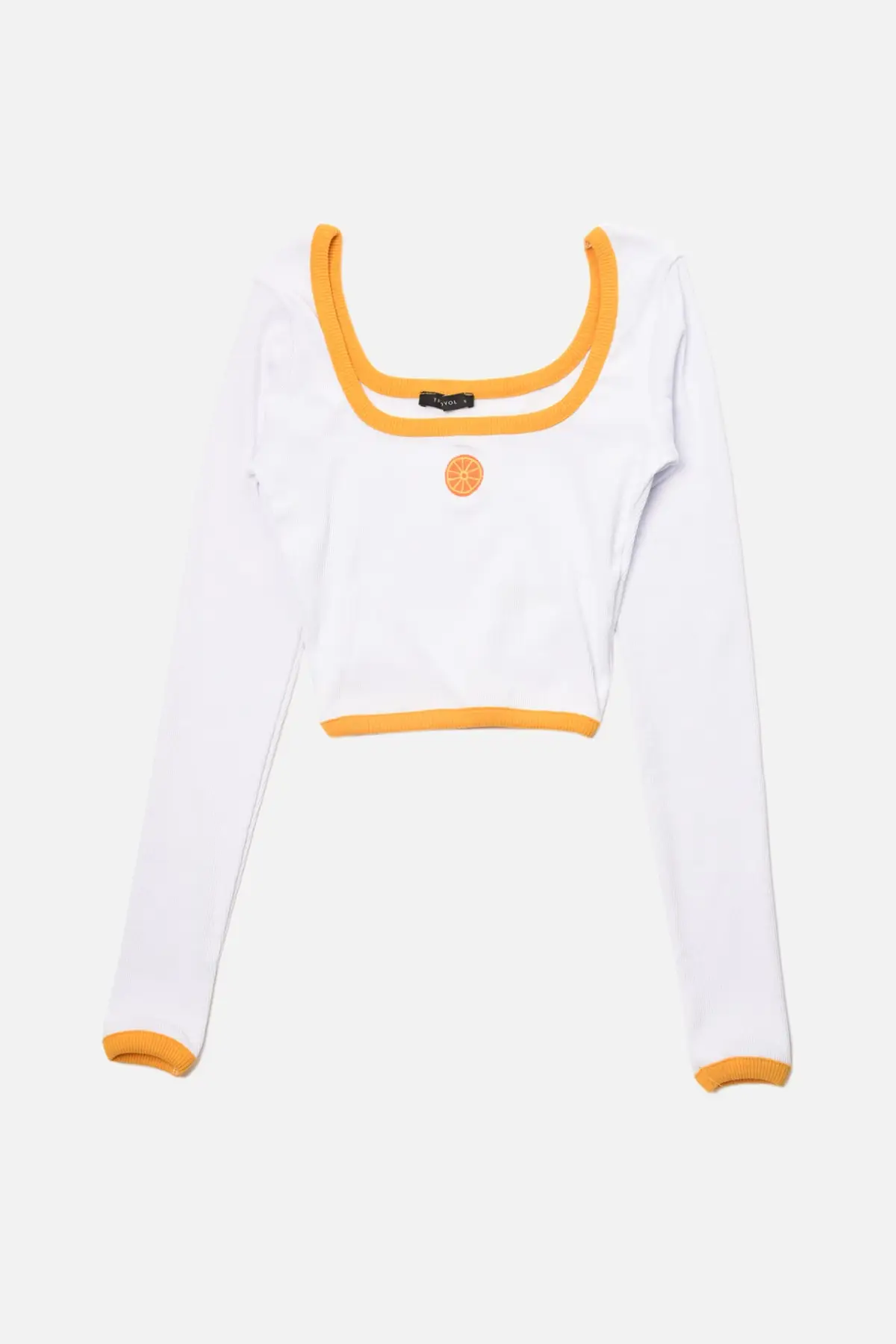 

Trendyol White Recycle Square Collar Crop Corded Embroidered Knitted Bluz TWOAW22BZ1059