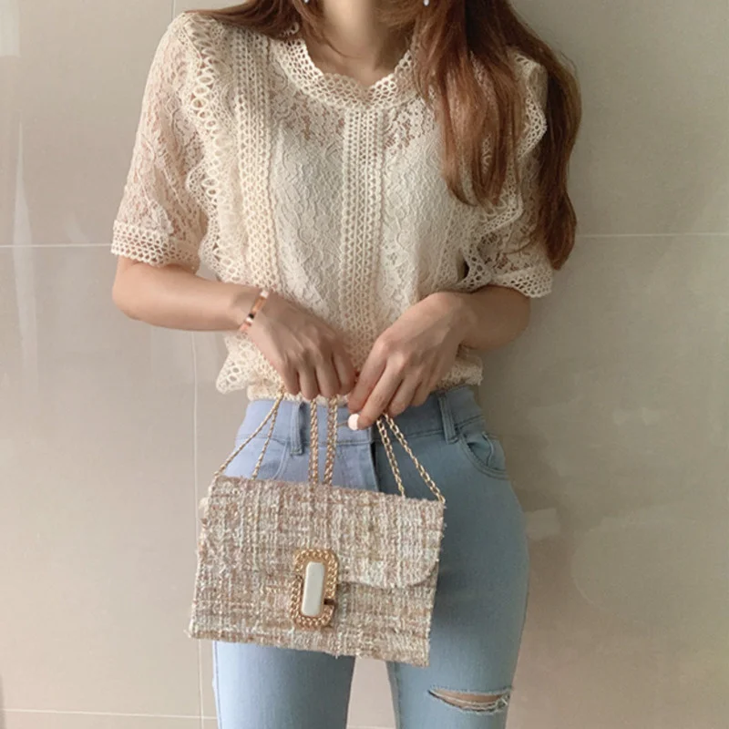 Женская блузка с воротником-стойкой однотонная Повседневная Блузка составного