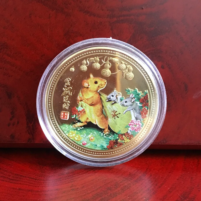 

1/10PCS 2020 Year of The Rat Commemorative Coin Chinese Zodiac Souvenir Challenge Coins Lunar Calendar Collection Art Craft Gift