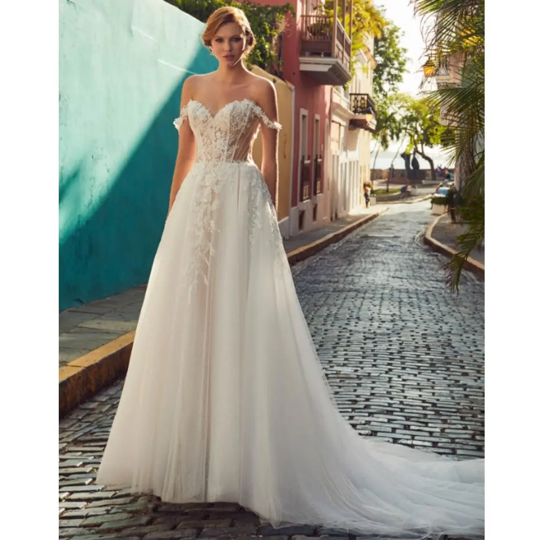 

Fashion Wedding Dress Open Back Fairy Lace Applique Pageant Party Gown Sweetheart Brush Train Vestido De Noiva Handmade