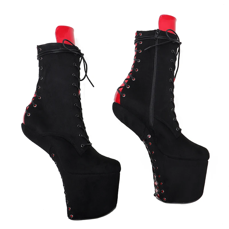 Leecabe Lace Up Ankle Boots Sexy Exotic Pole Dance Stripper young trend fashion color matching shoes