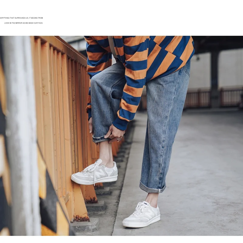 Men's Wear 2022 New Vintage Casual Nine Points Jeans Broad Leg Pants High Street Loose Straight Trousers Autumn and Winter Women