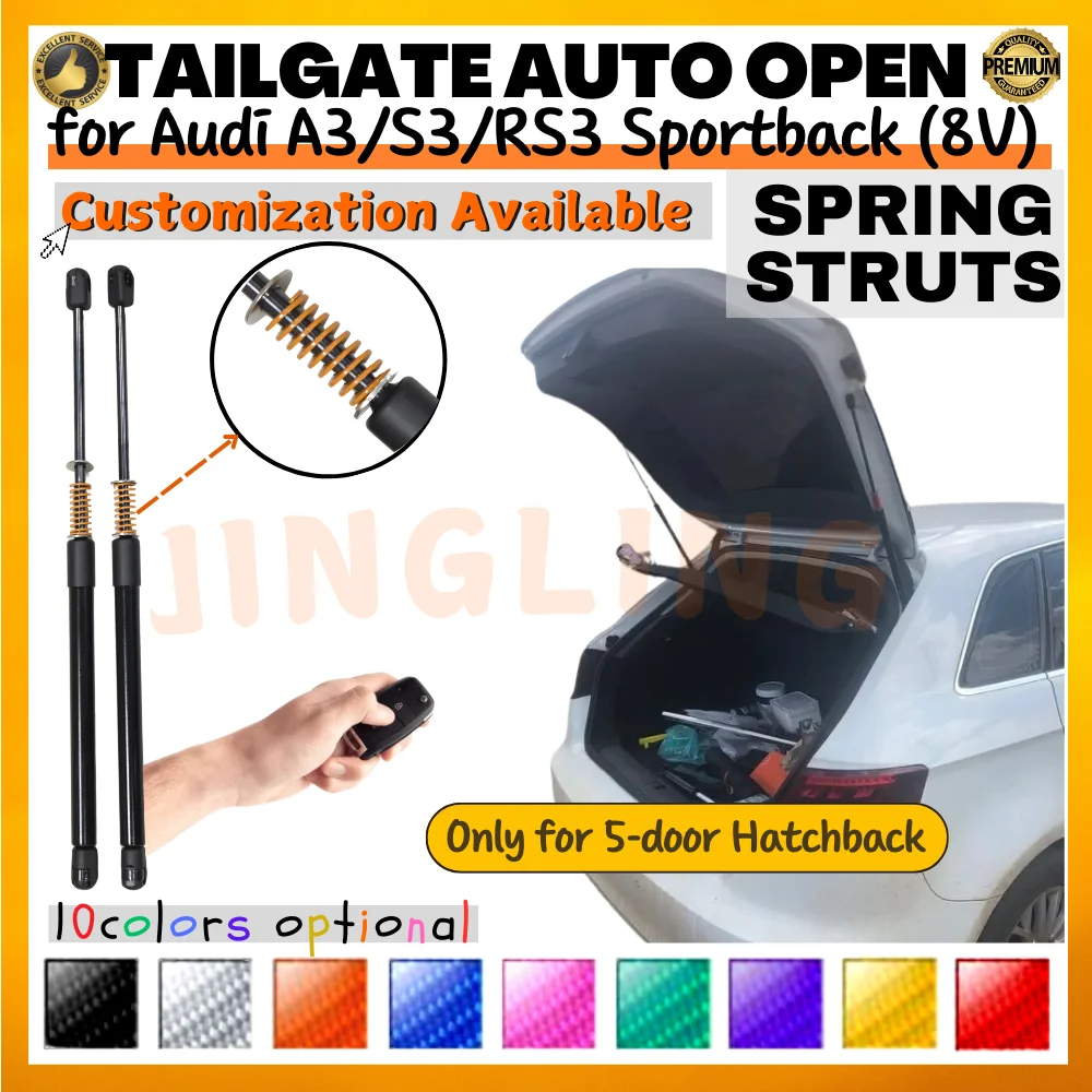 Qty(2) Стойки багажника с пружиной для Audi A3/S3/RS3 Sportback (8 В) 5-дверный хэтчбек 2012-2020