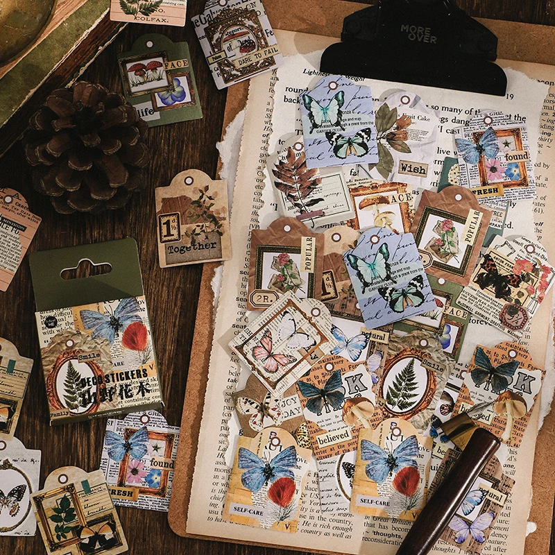 

40Packs Wholesale Box stickers Retro collection Past Prologue literary paper account decorative Adhesive Scrapbook seal NEW 4CM