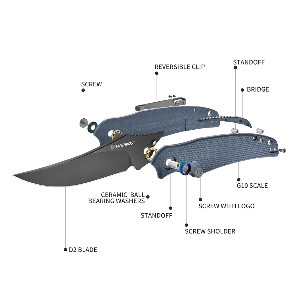 Складной нож Harnds Front Flipper с лезвием D2 и ручкой G10