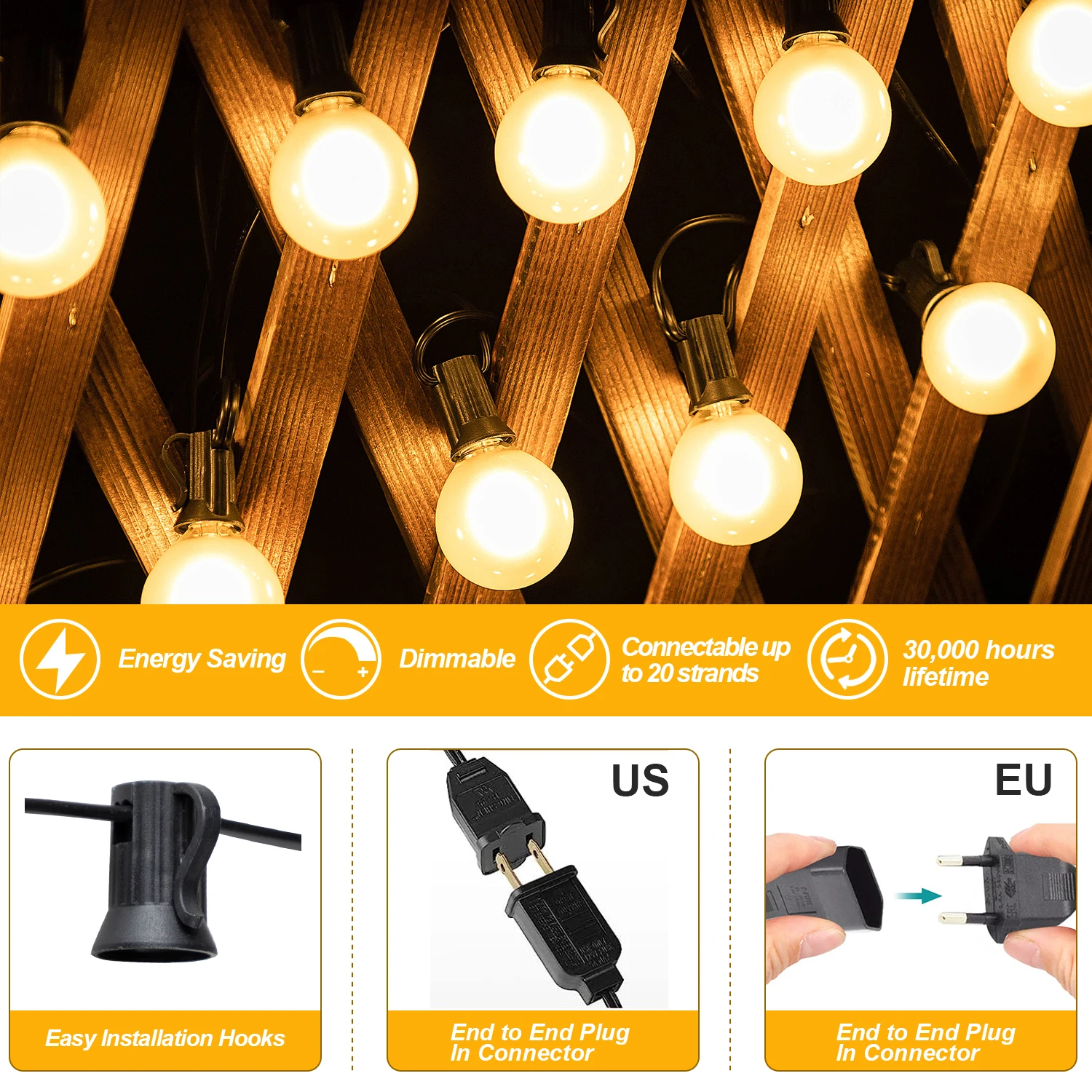 Водонепроницаемая декоративная гирлянда G40 Led