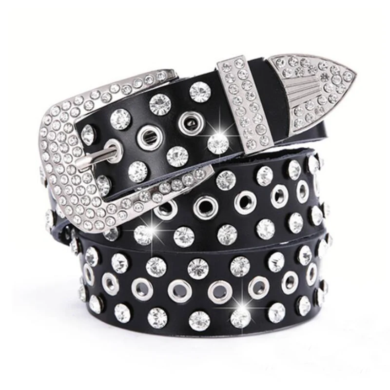 

Ремень стразы из натуральной кожи для женщин и мужчин в Корейском стиле, винтажный пояс с широкой пряжкой для джинсов и платьев