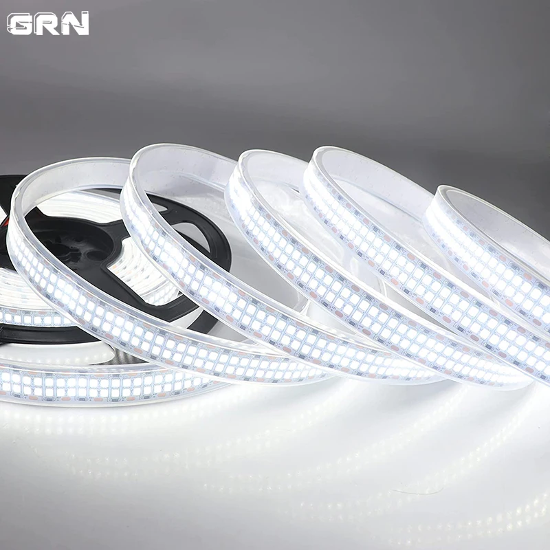 Двухрядная Светодиодная лента 2835SMD с 2400 светодиодами, 12 В постоянного тока, 24 В, 480 светодиодов/м, 144 Вт, сверхъяркая водонепроницаемая гибкая лента с регулируемой яркостью, IP67, 5 м/лот