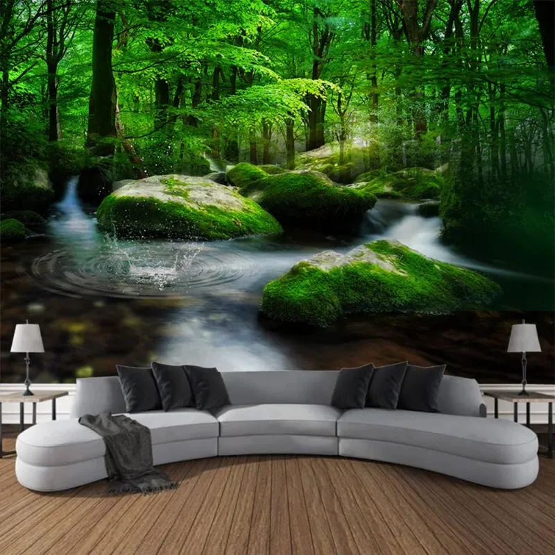 Гобелен с туманным лесом природный пейзаж украшение для комнаты одеяло