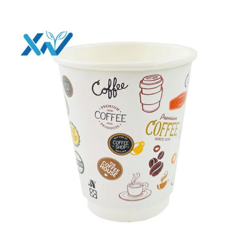 

Одноразовые бумажные стаканчики для кофе с двойными стенками и логотипом на заказ, экологически чистые бумажные стаканчики для кофе