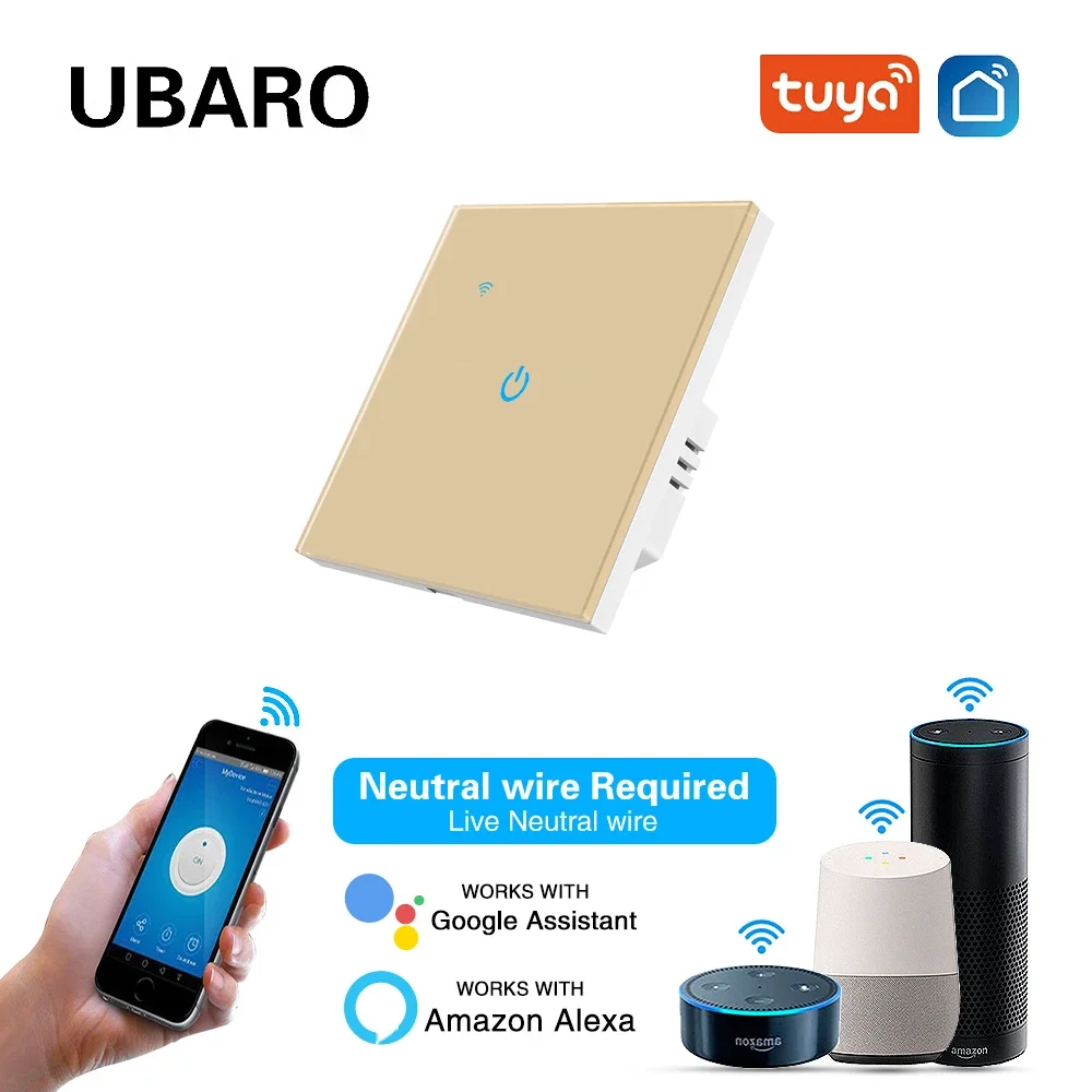 

Умный настенный выключатель Tuya Wi-Fi с поддержкой Google Home Alexa Alice, кнопка интеллектуального датчика, нейтральная необходимая, управление через приложение 220 В