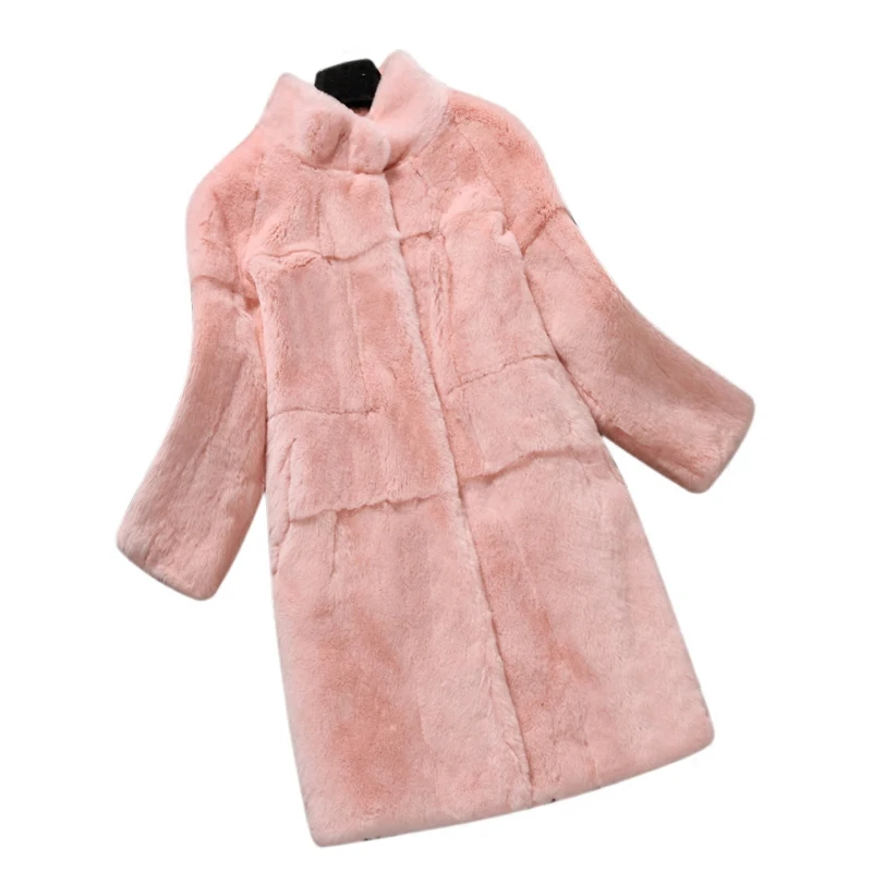 Full fur coat with turtleneck, women's natural fur coat with three-point sleeves, women's outerwear, 2022 enlarge