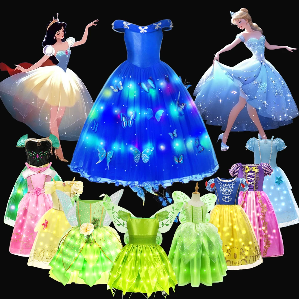 Костюмы на Хэллоуин платье принцессы Золушки со светодиодной подсветкой