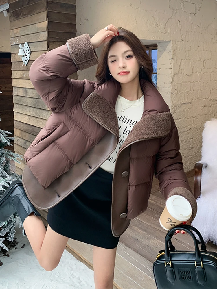 Maillard Coffee Color Short Down jacket Women Winter 2024 New High Sense Small 90 White Duck Down down Coat