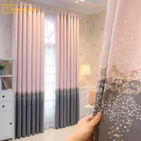 simple modern curtains for living room bedroom light luxury pink blue blackout embroidery stitching beautiful elegant tulle rhj